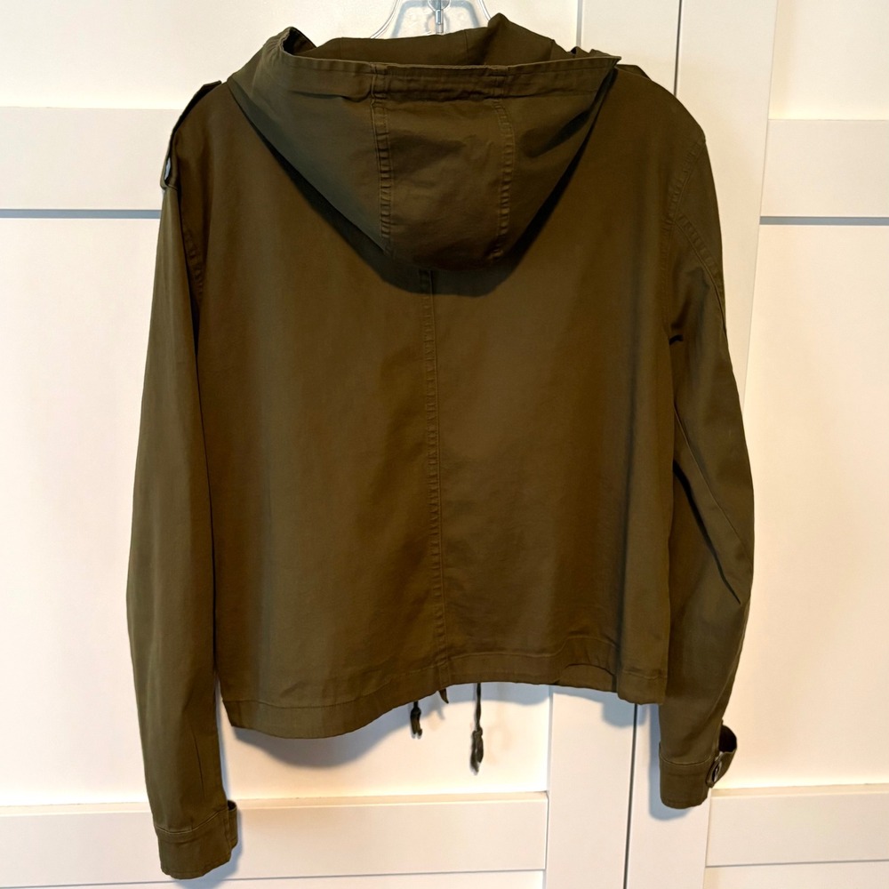 Brandy Melville Olive Cotton Utility Hooded Jacket in Size M - Picture 2 of 11